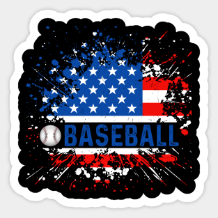 "Stars, Stripes, and Baseball Bats" - a patriotic baseball fan Sticker